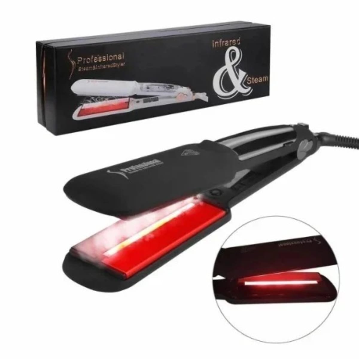 Hair Straightener Professional Steam And Infrared Styler Black