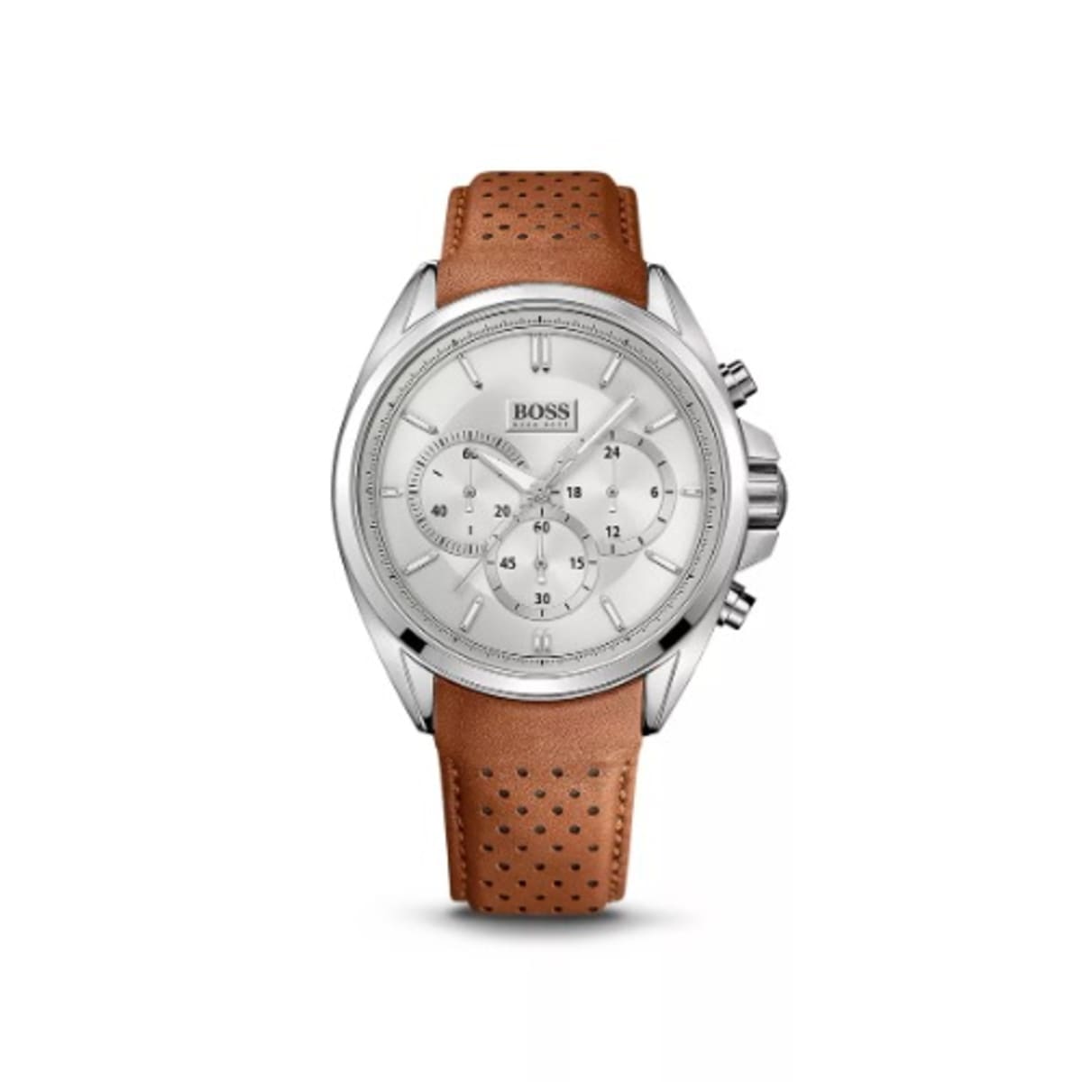 Hugo Boss Chronograph Perforated Leather Watch 1513118 Brown