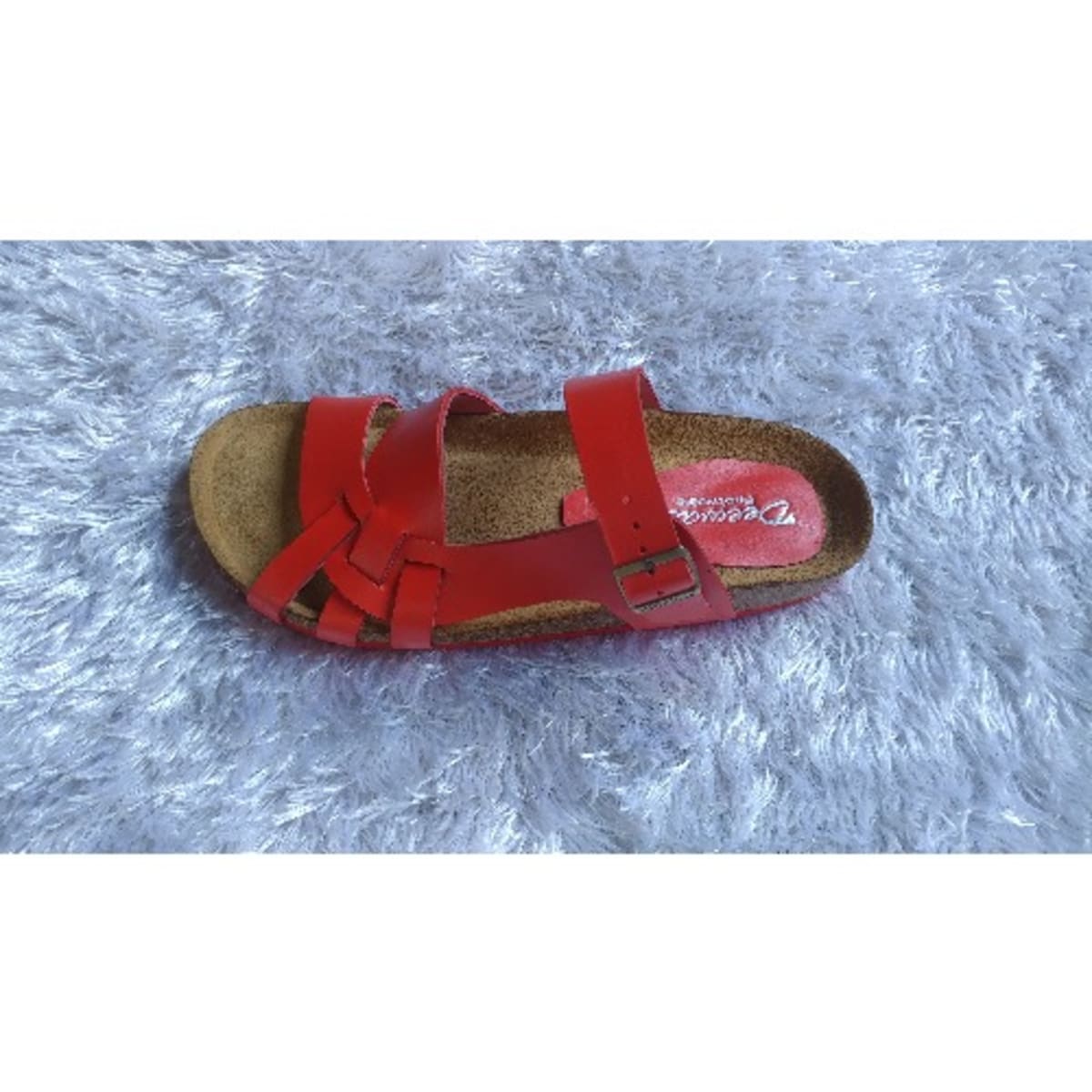 Red new arrivals birkenstock slippers