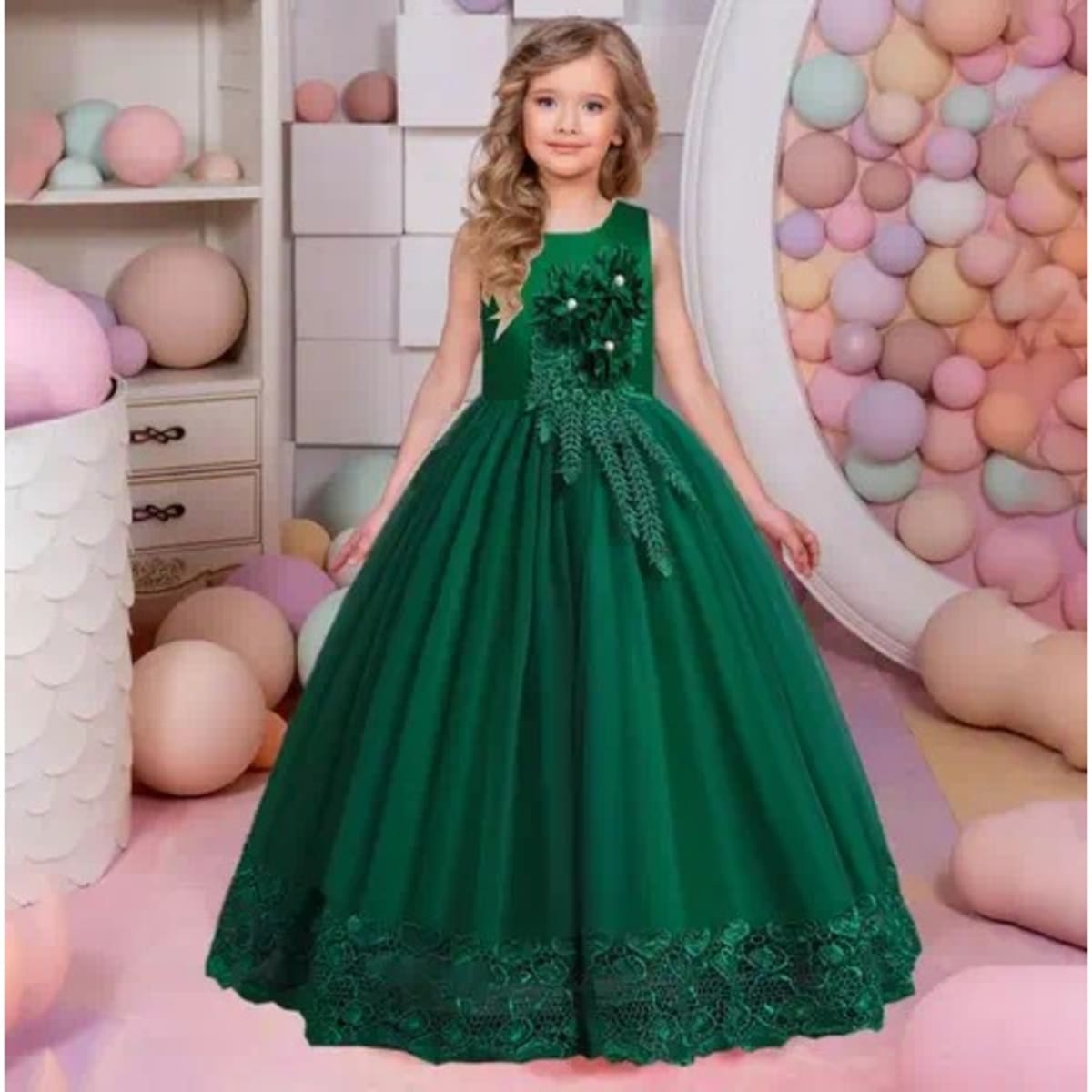Green gown for girls top