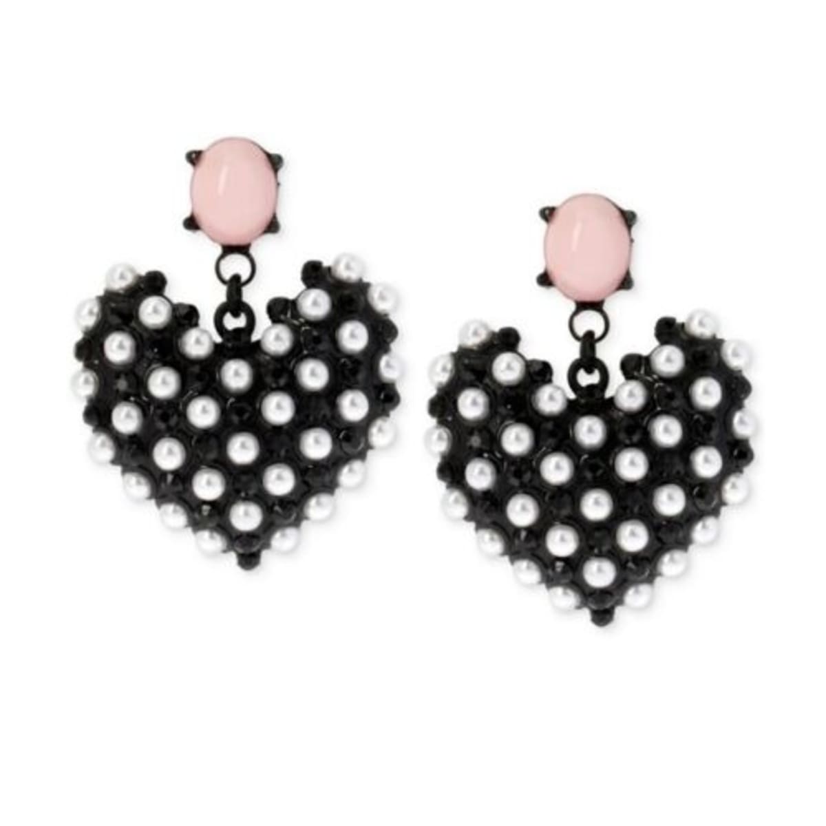 Betsey johnson black heart best sale earrings