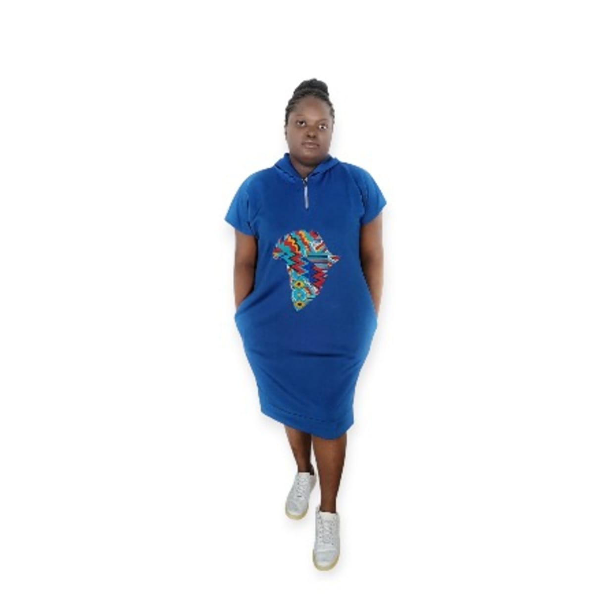 Ladies Ankara Hoodie Gown For Plus Size Blue Konga Online Shopping