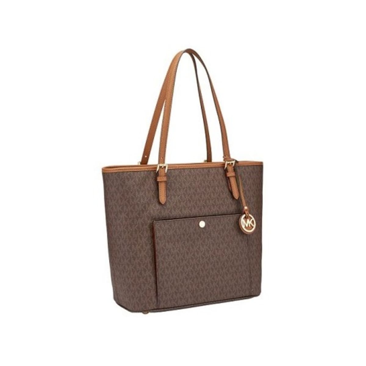 Michael Kors Handbag Large Snap Pocket Tote Bag Brown Konga