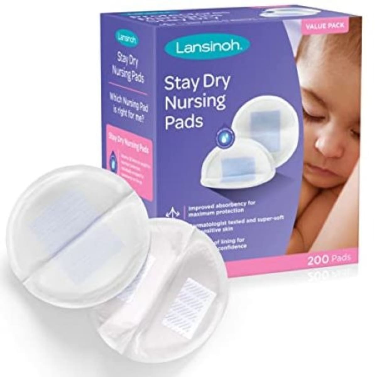 Lansinoh Stay Dry Disposable Nursing Pads For Breastfeeding - 200