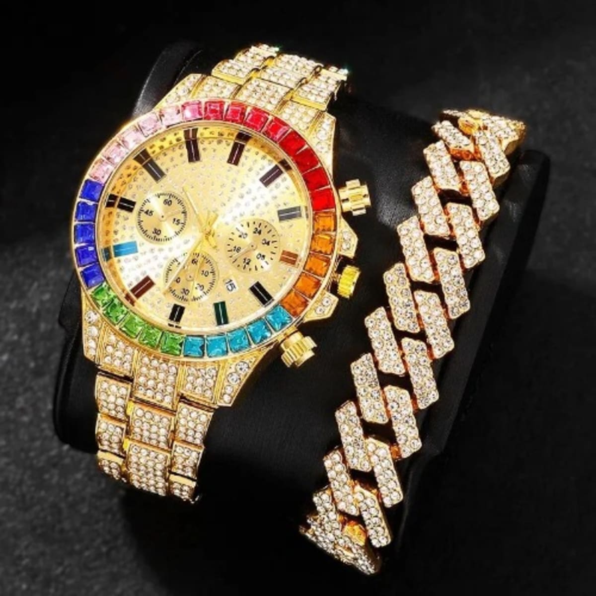 Iced Unisex Cuban Wrist Watch And Bracelet Konga Online Shopping