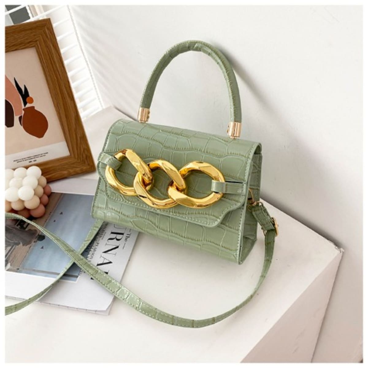 Ladies Leather Hand Bag Green Konga Online Shopping