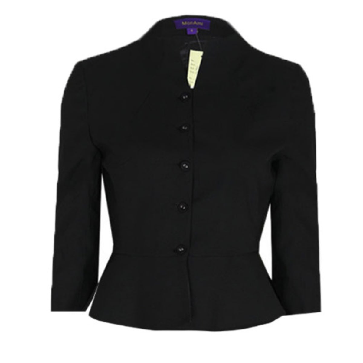 Unique Ladies 5 Button Jacket With A Flared Design Black Lj