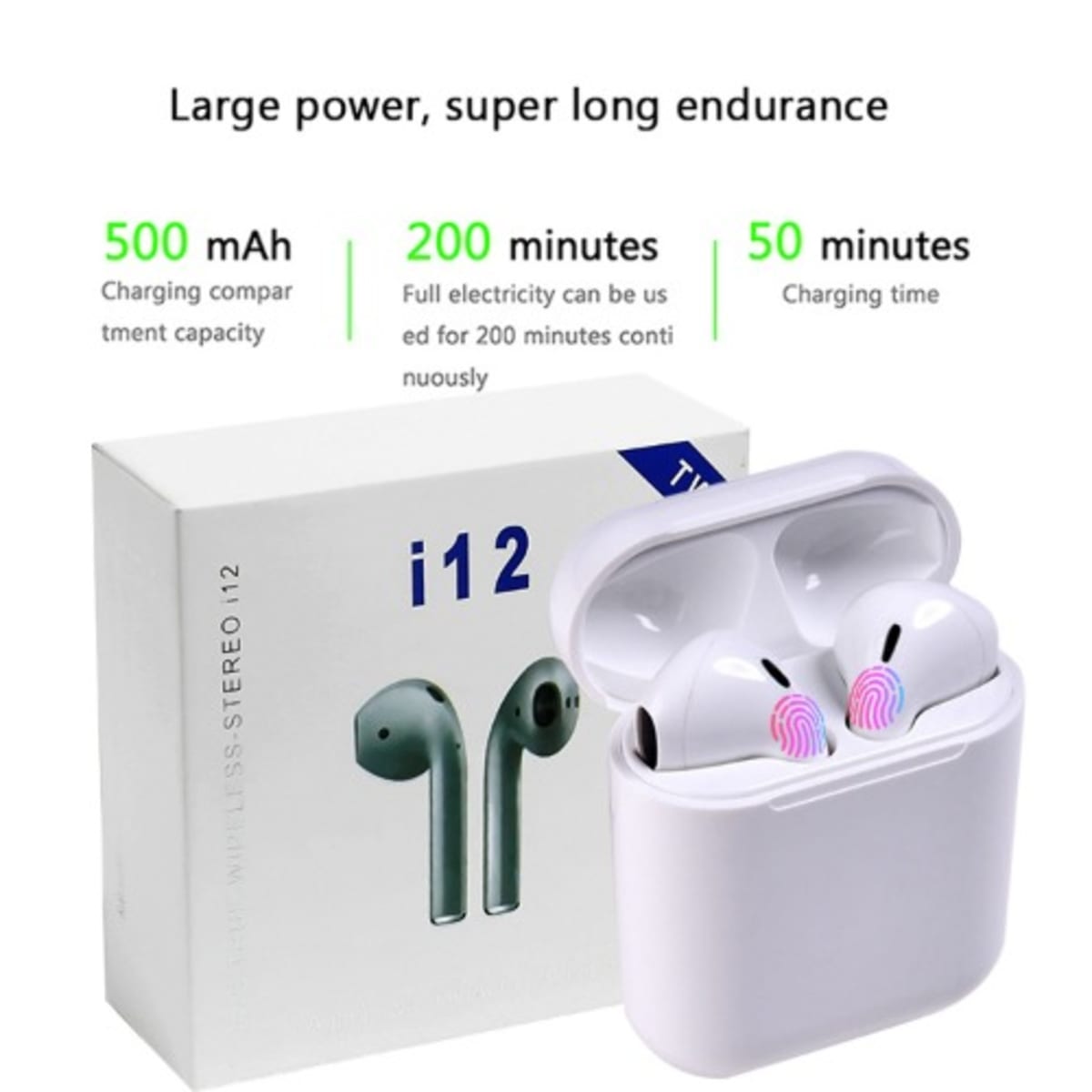 I12 Tws Wireless Bt 5.0 True Bluetooth Earbuds White Konga