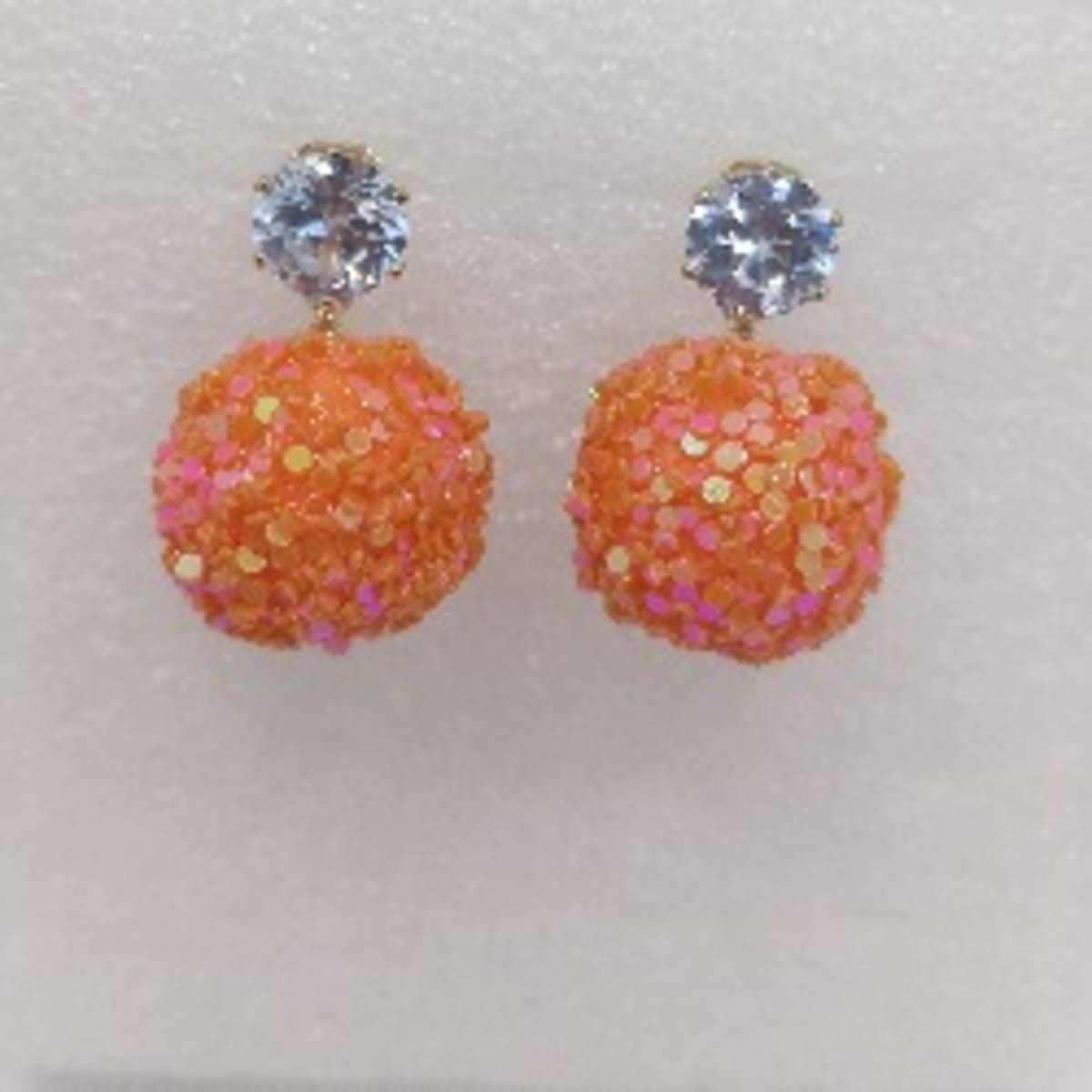 Fashion Jewelry Shimmery Balls Zirconia Earrings Orange Konga