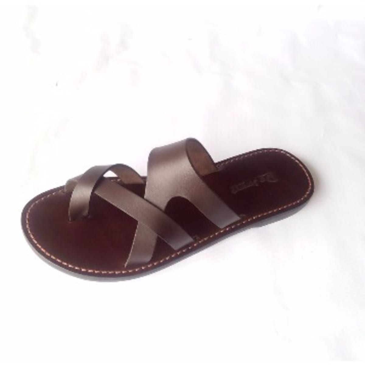 Men s Criss Cross Leather Slippers Brown Konga Online Shopping