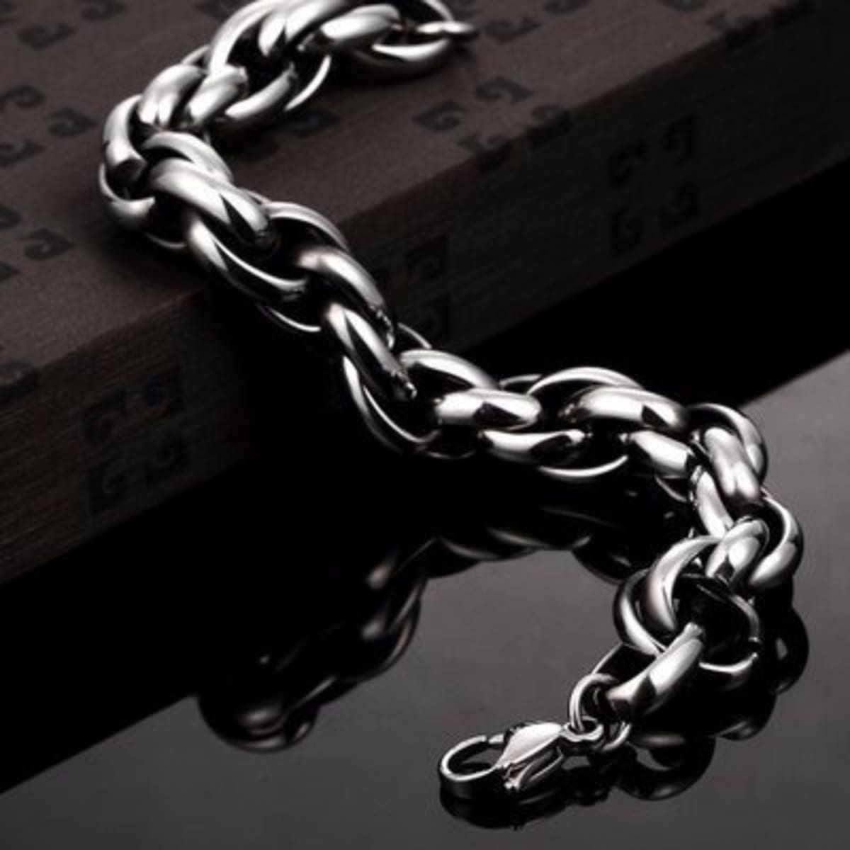 Silver Alloy Tone Hand Chain Bracelet For Men