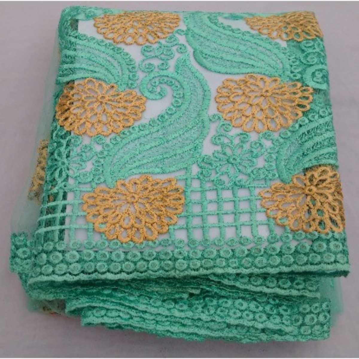 Mint Sea Green and Gold Lace 4 Yards Konga Online Shopping