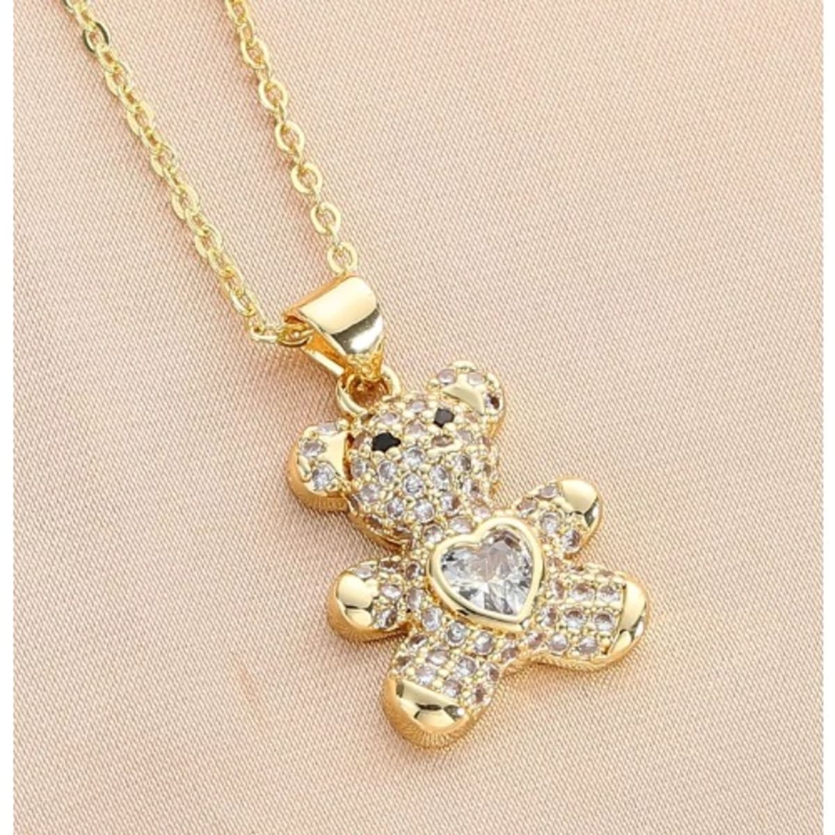 Cubic Zirconia Teddy Bear Pendant Necklace Gold Konga Online