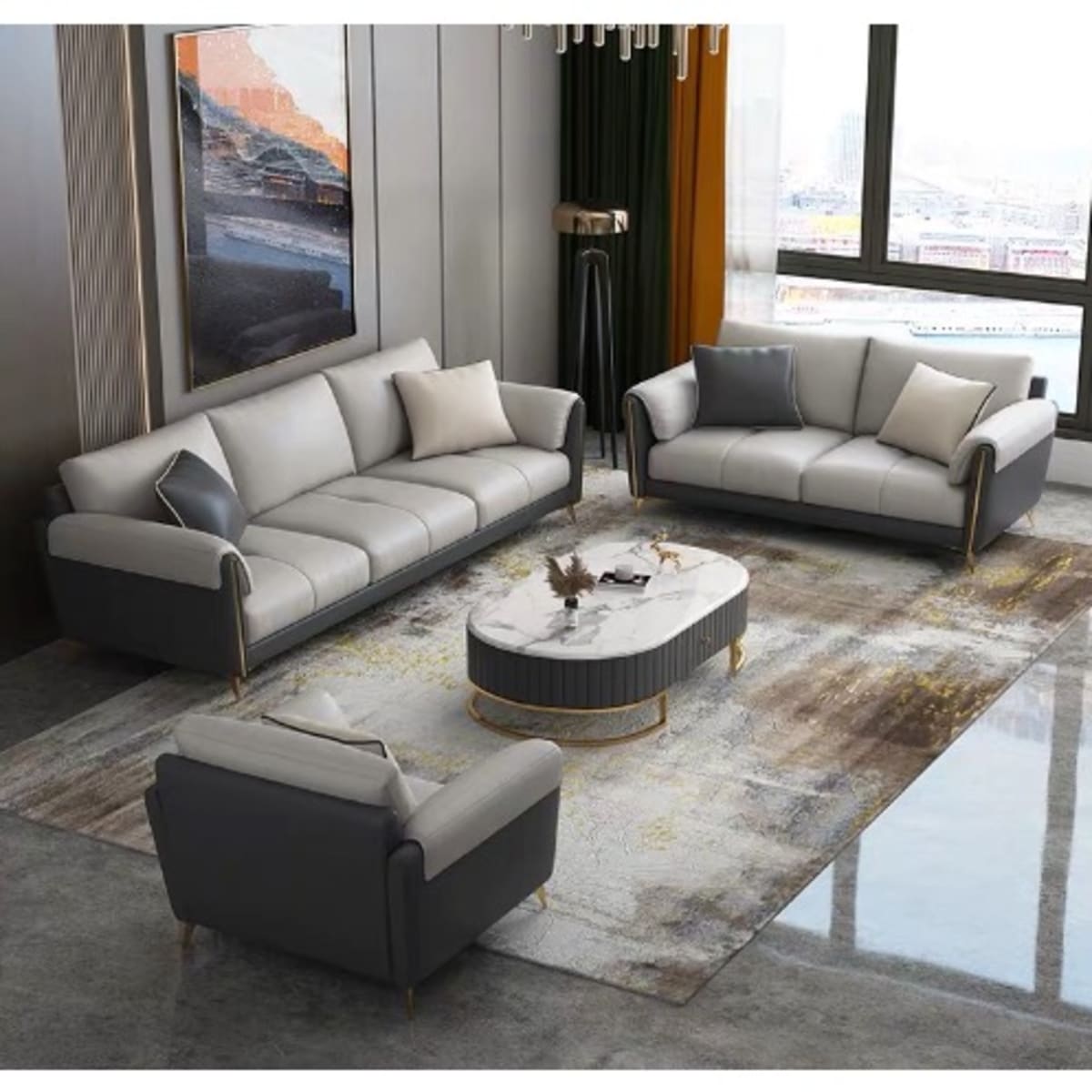 6 seater 2025 leather sofa set