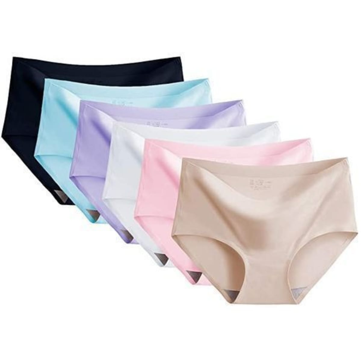 Set Of 6 Women's Seamless Ice Silk Panties Various Colors