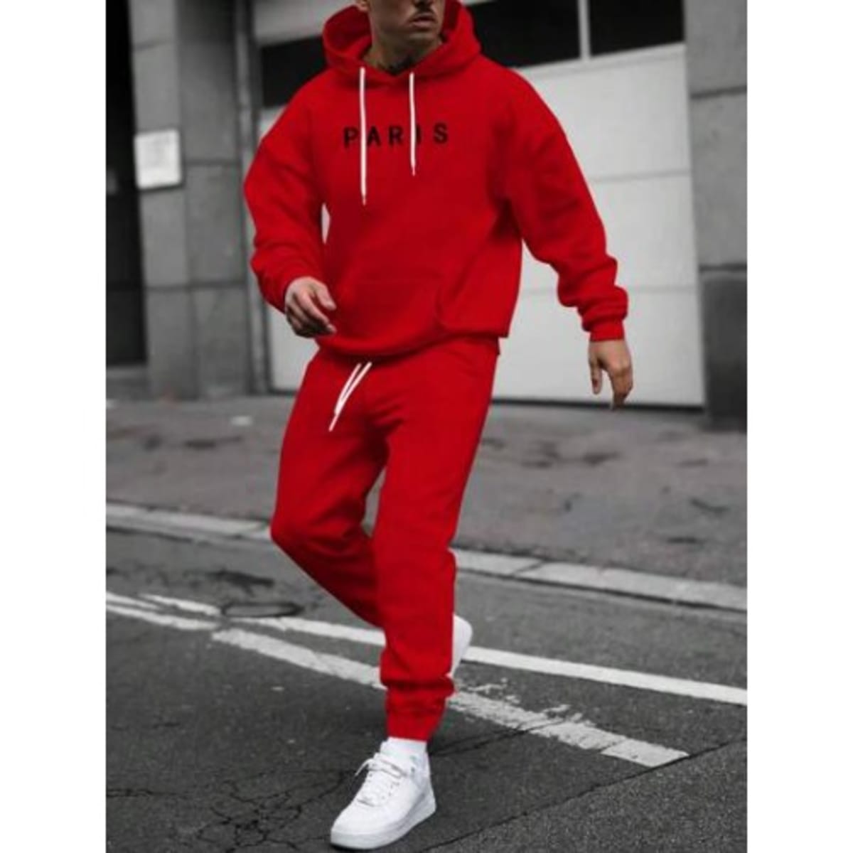 Fashion House Letter Graphic Kangaroo Pocket Drawstring Hoodie