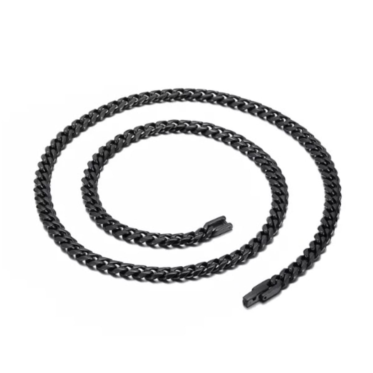Charms Plated Link Necklace Chain Matte Black Konga Online Shopping