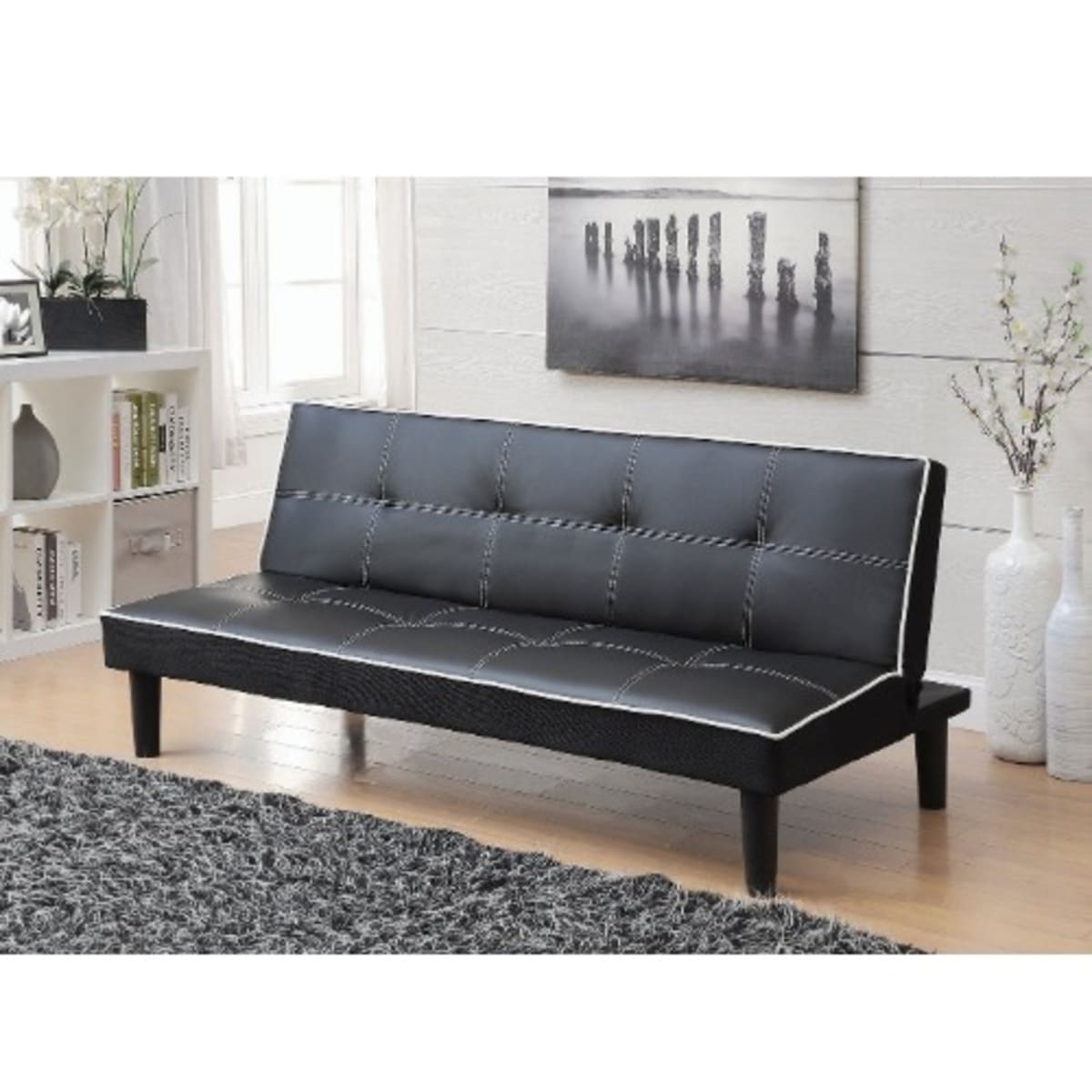 Handys Shelby Black Leather Upholstered