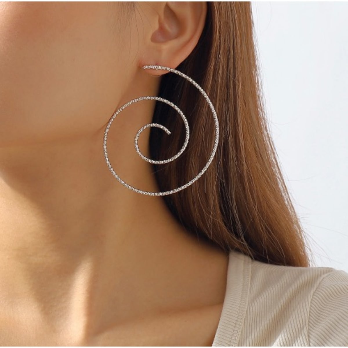 Silver spiral store hoop earrings