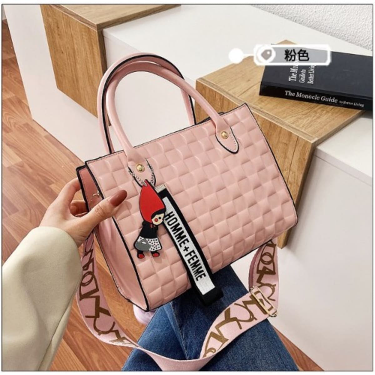 Premium Quality Leather Ladies Crossbody Hand Bag Peach