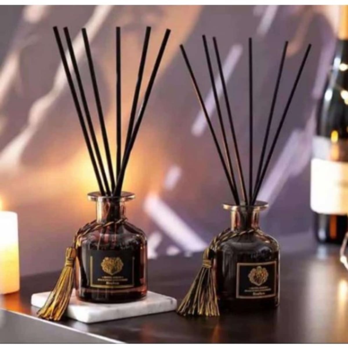 Set Of 2 Tassel Decoration Glass Bottle Reed Diffuser With Sticks - 120ml