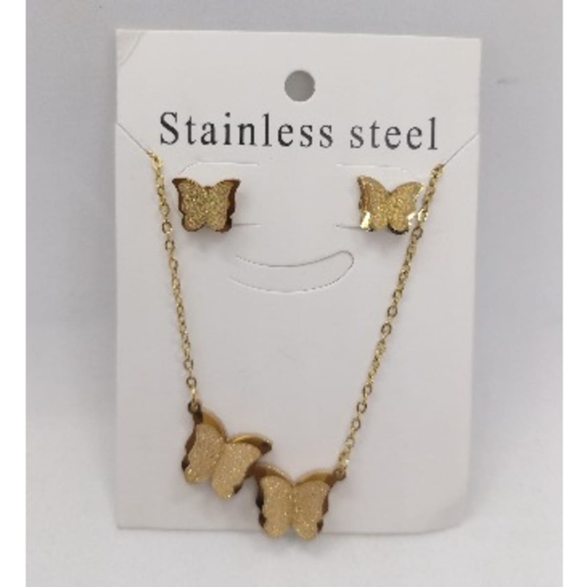 Gold butterfly necklace and earring deals set
