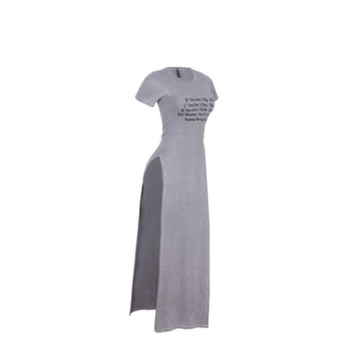 Two Sides Slit Short Sleeve Gown Ash