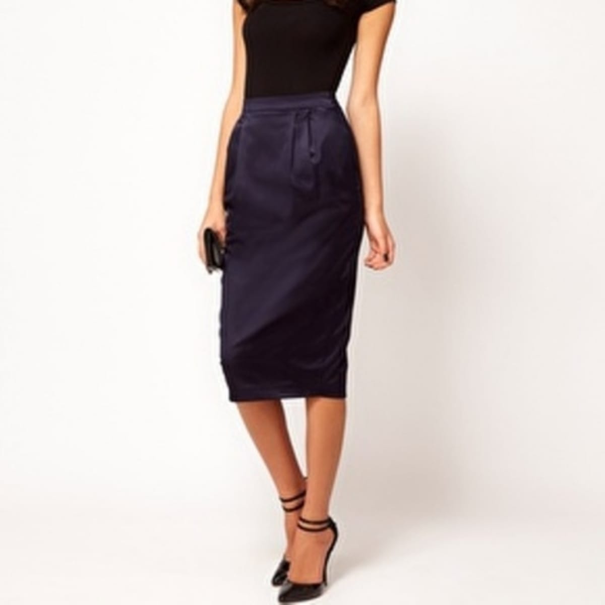 Black satin on sale pencil skirt uk