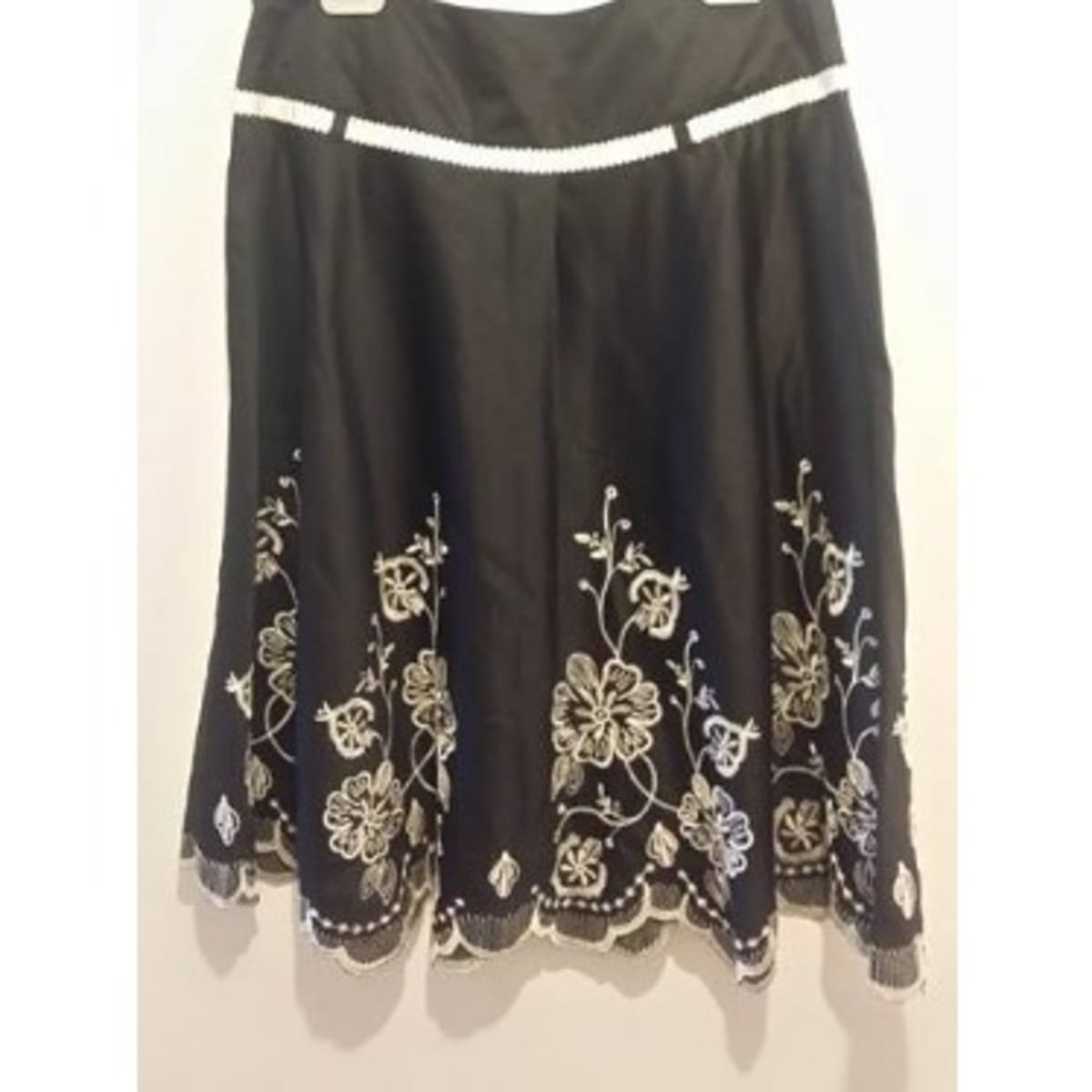Next occasion Black Cotton A Line Skirt with Silver Embroidery