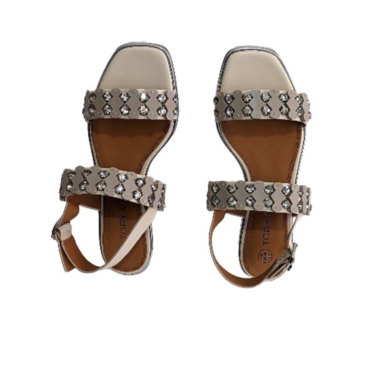 Tory Burch Delaney Embellished Leather Sandals Cream Konga