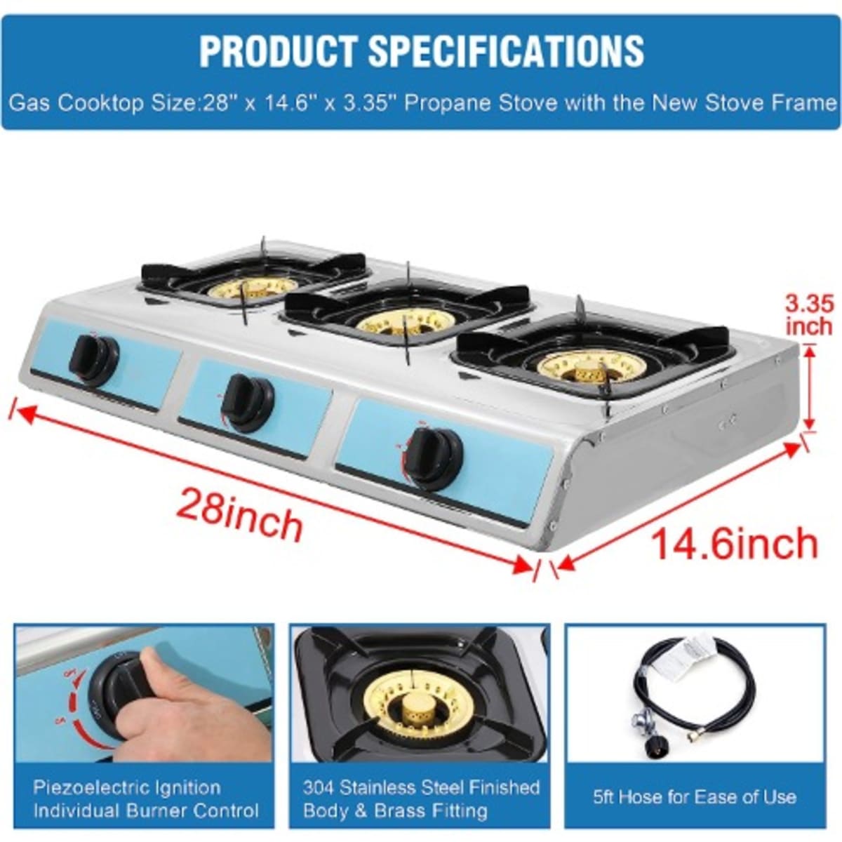 Automatic ignition gas sales stove 3 burner