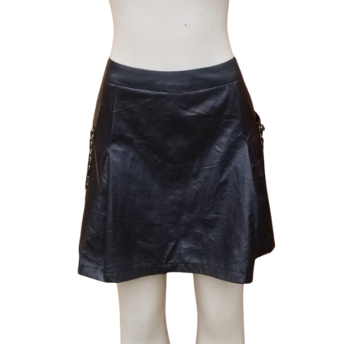 Ladies Leather Flared Skirt With Pockets Black Konga Online