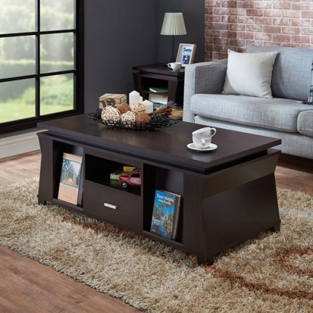 Nk contemporary Espresso Storage Coffee Table