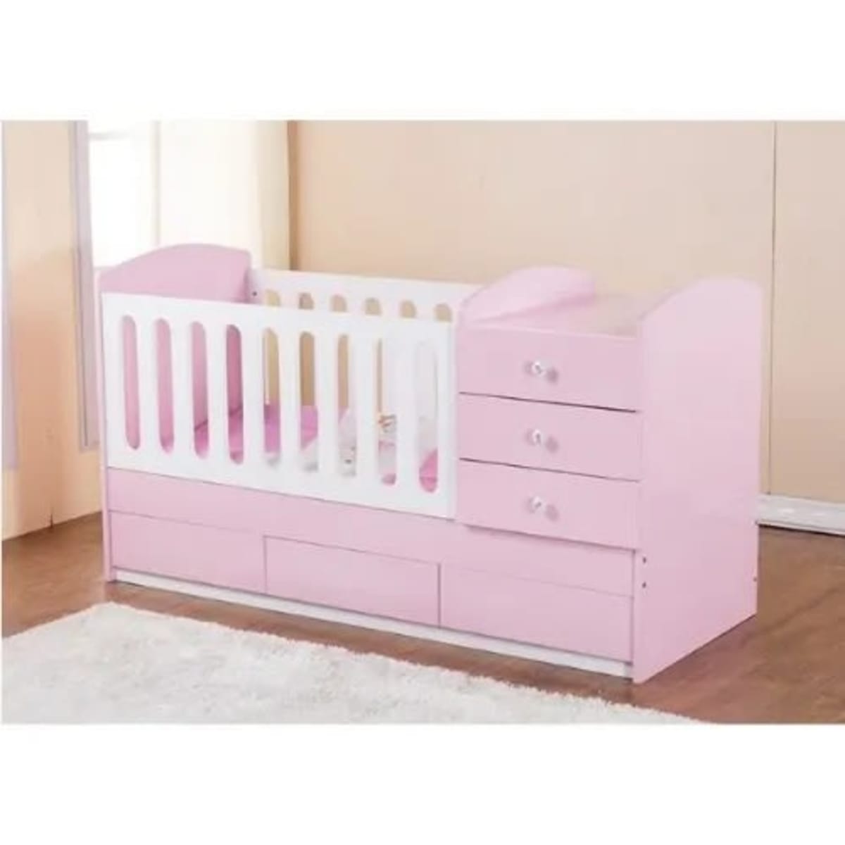 J Best Venture Brd Solid Wood Multi purposes Baby Cot With Drawers