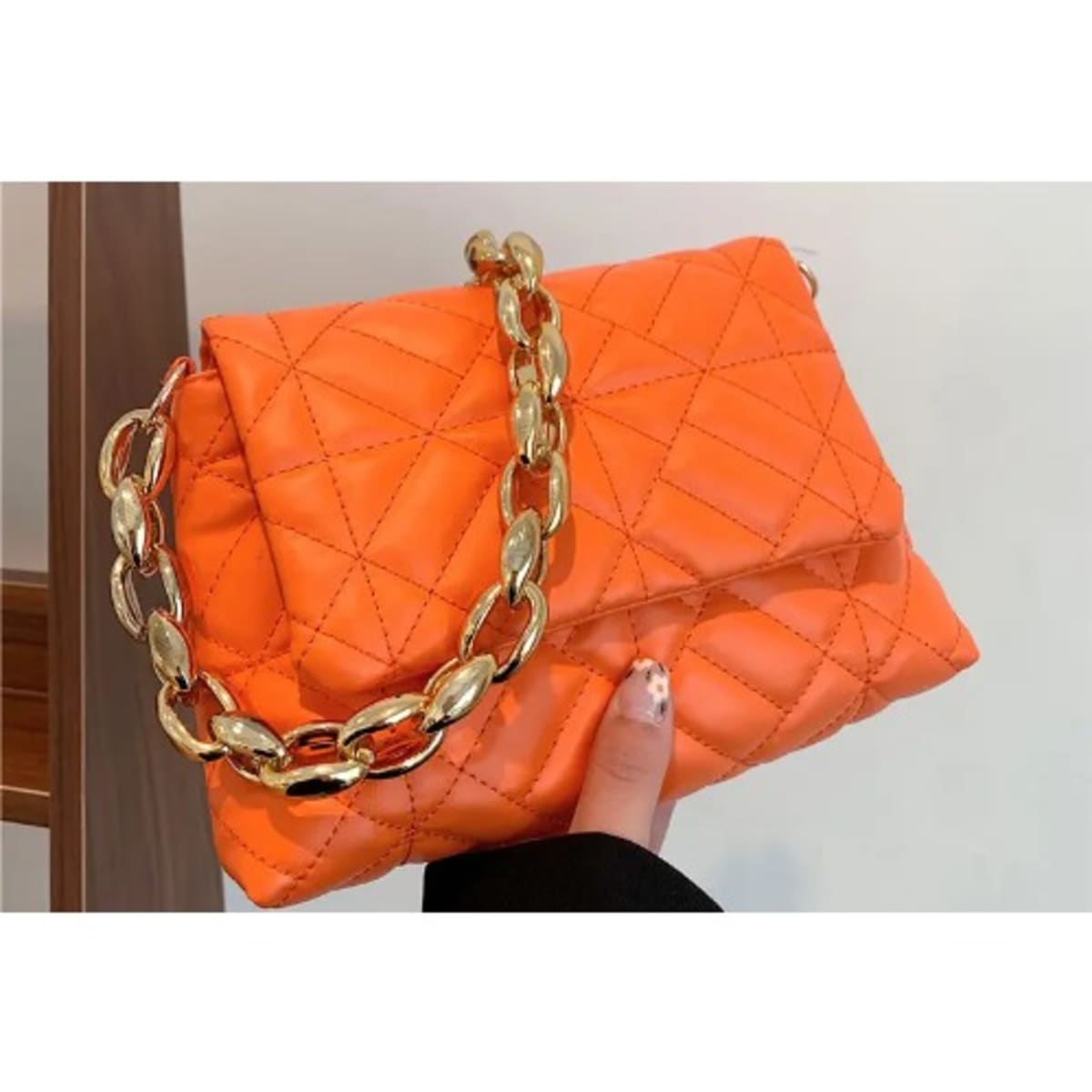 Zara, Bags, Zara Quilted Chain Strap Shoulder Bag Orange