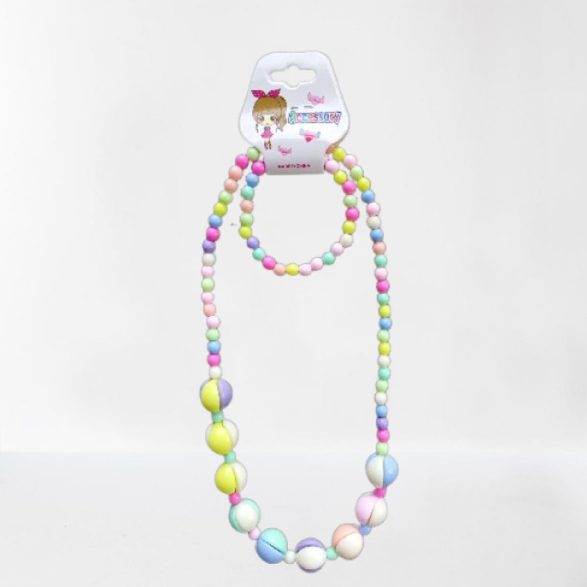 Girl s Candy Ball Bracelet And Necklace Set 2 In 1 multicolor