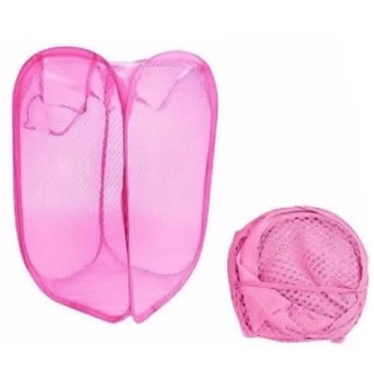 Foldable Mesh Laundry Basket - Pink