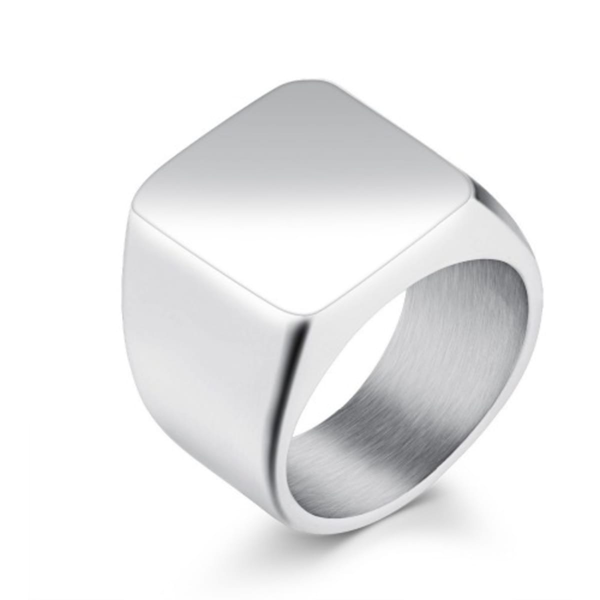 E E Fashion Polished Stainless Steel Pinky Finger Men s Ring