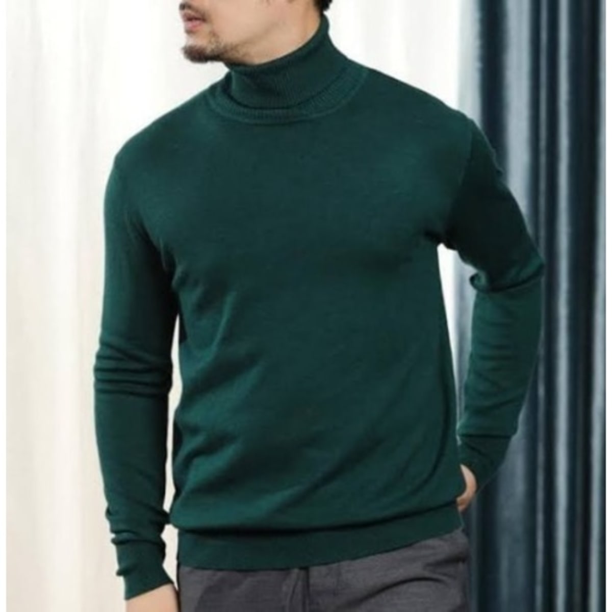 Dark green turtleneck mens outlet