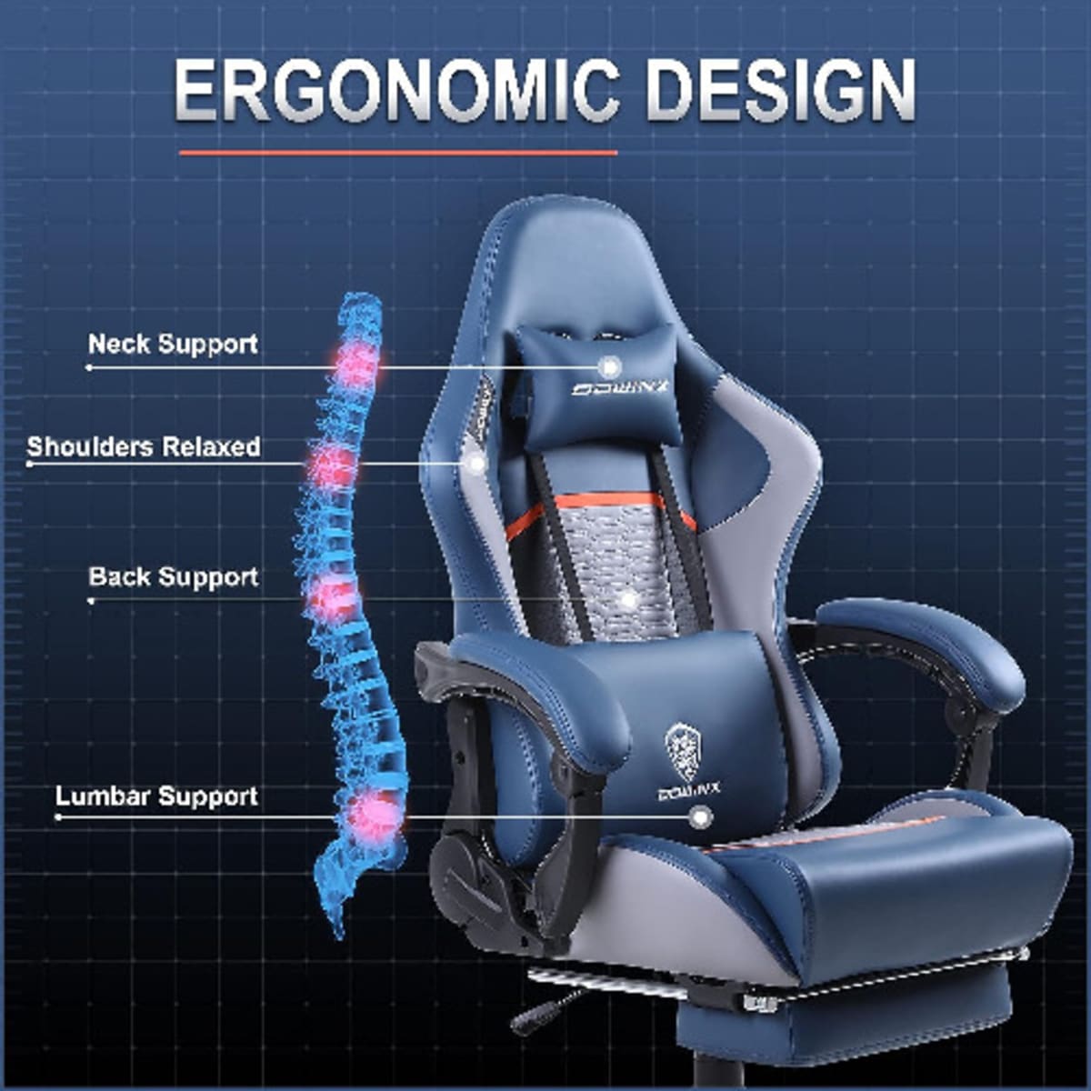 Dowinx Gaming Chair Ergonomic Office Recliner for Computer with