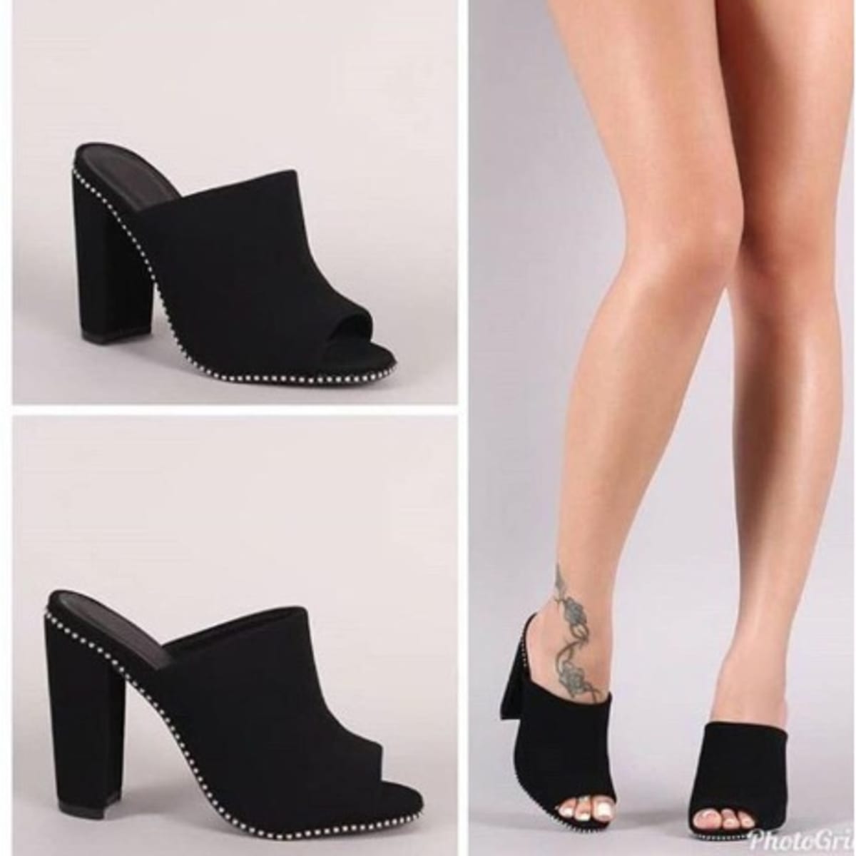 Black slipper heels clearance