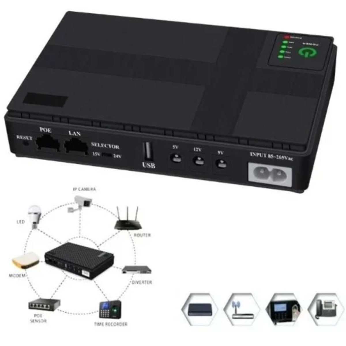 Mini Portable Dc Ups -10400mah - Black -dc1018p
