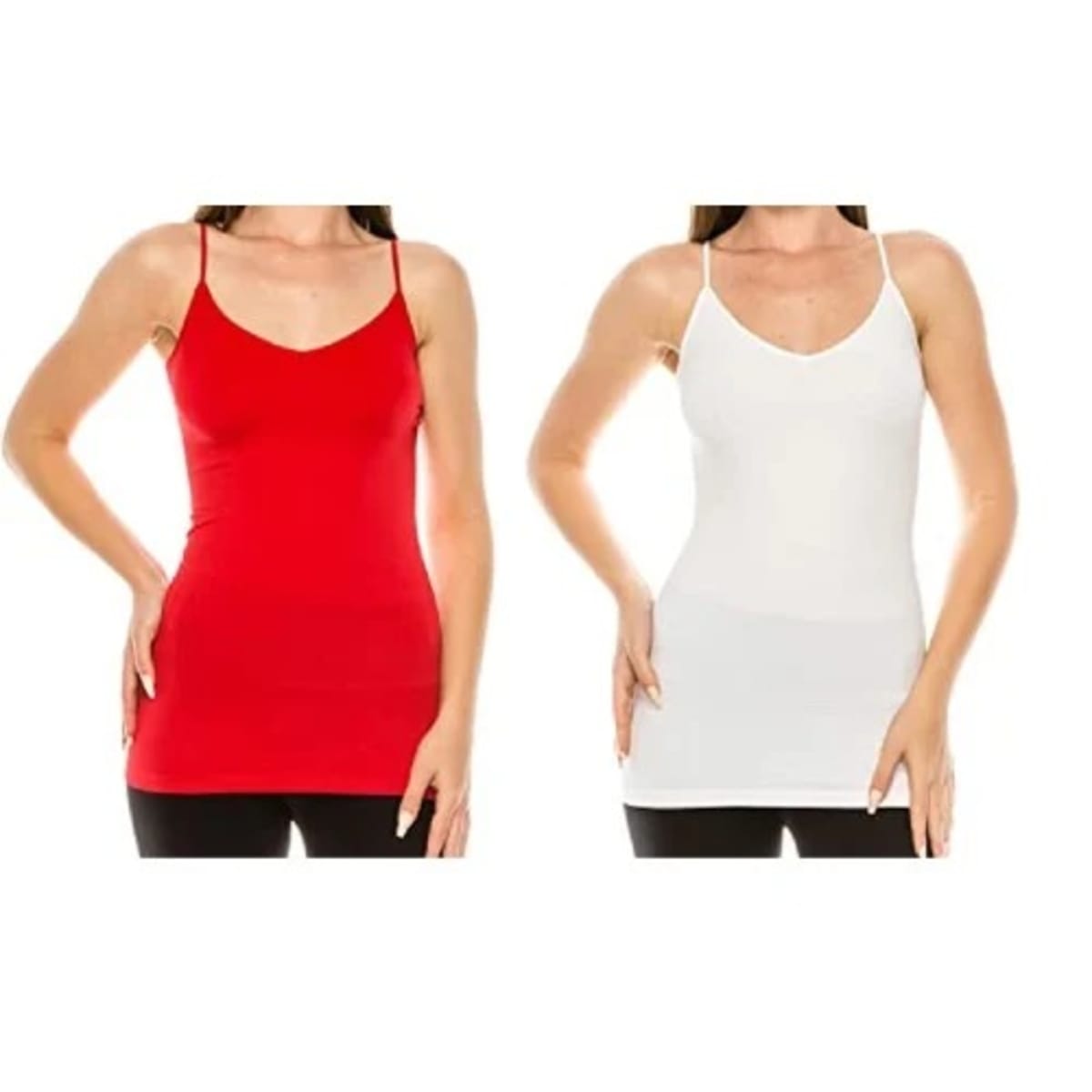 Ladies Stretchy Camisole- White & Red -2pieces