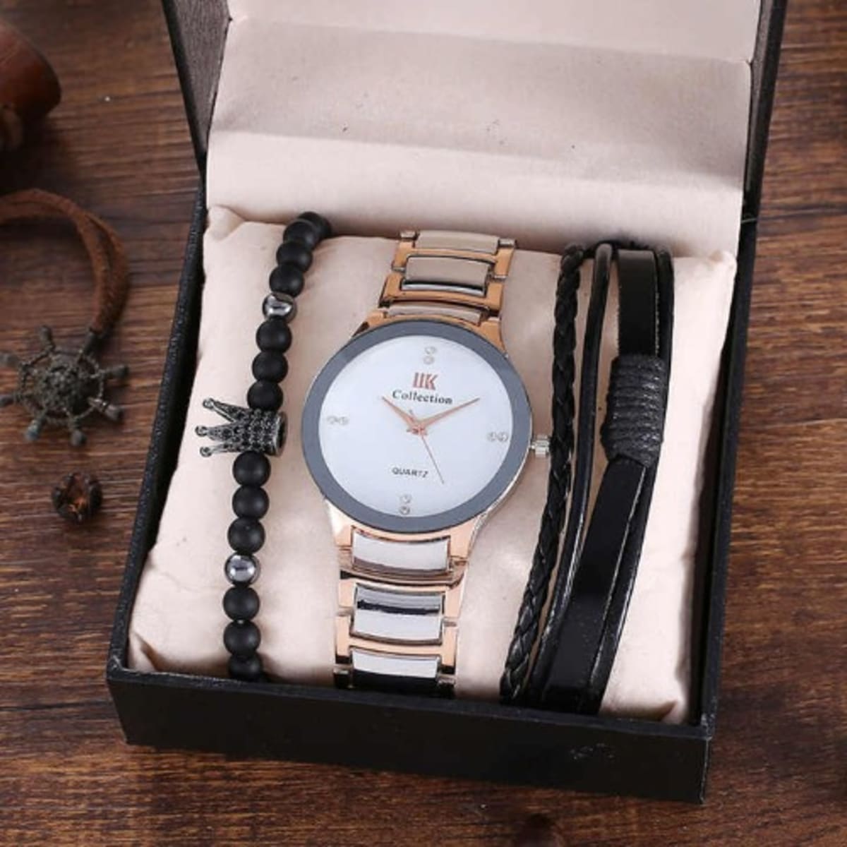 Mens watch and bracelet store set