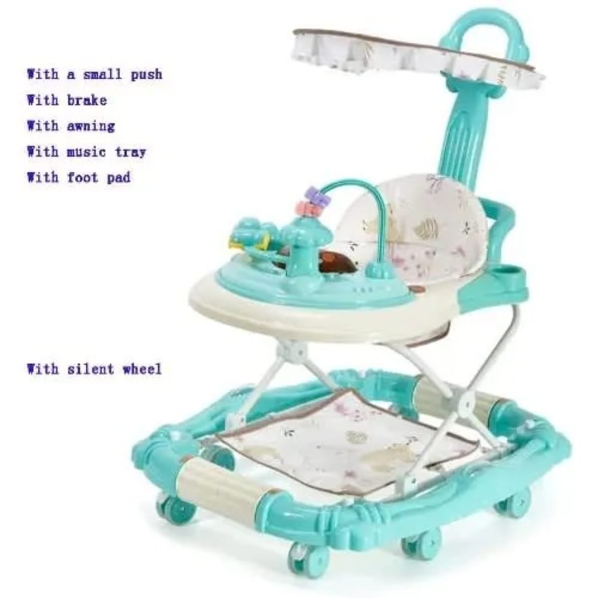 Baby walker with canopy outlet
