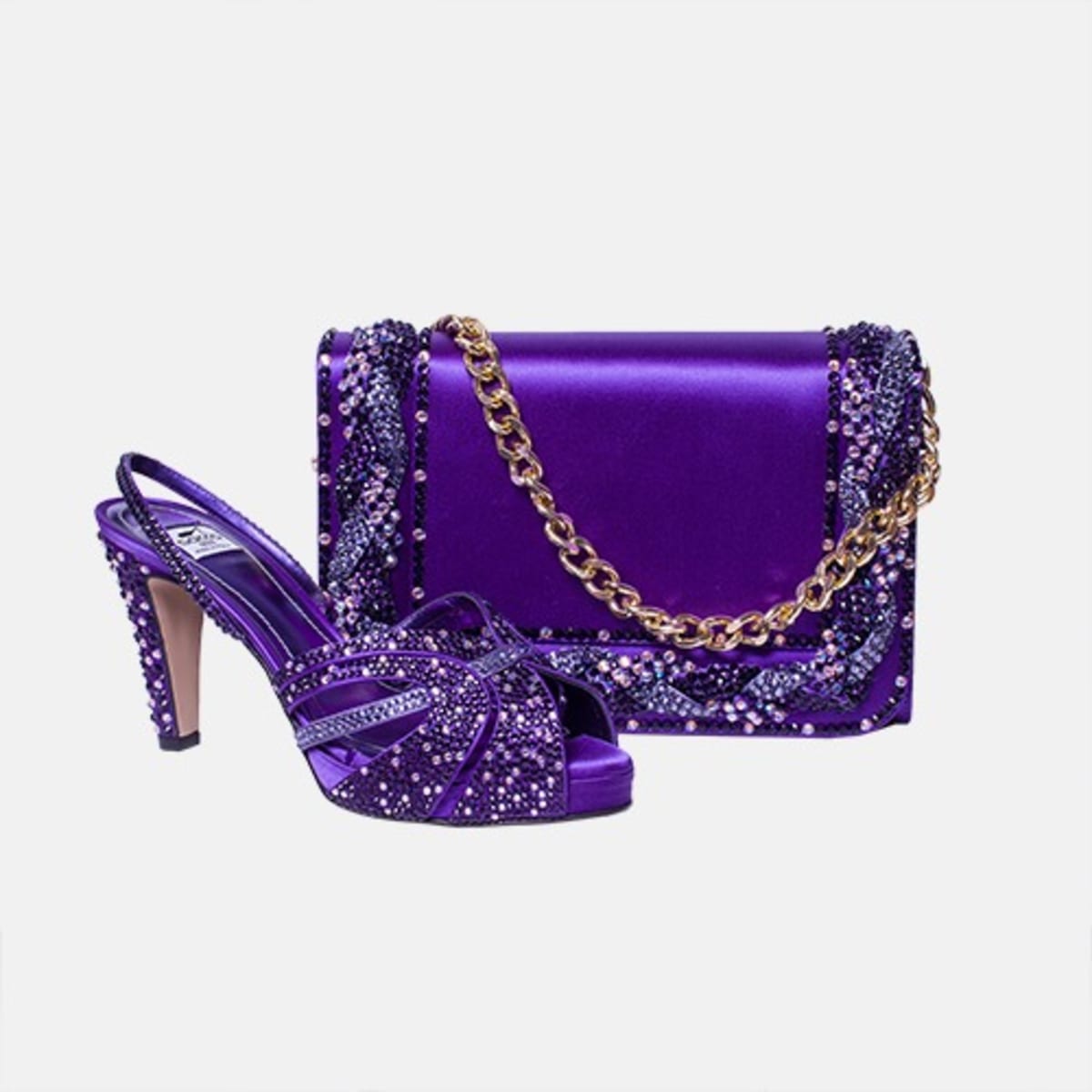 Purple shoes and bag for wedding on sale