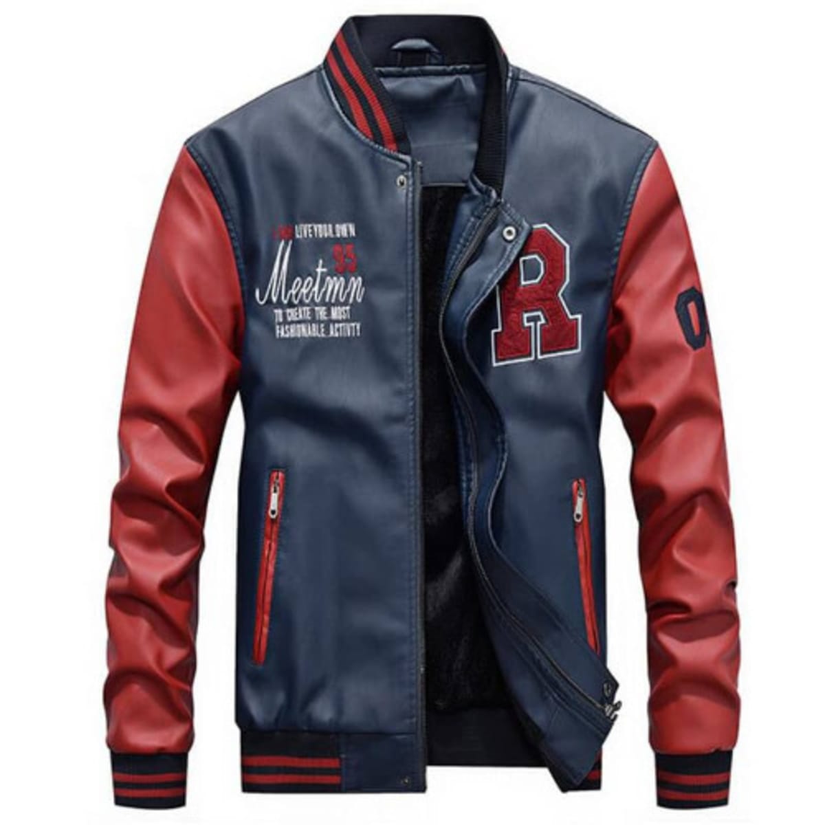 Men's leather sales varsity jackets