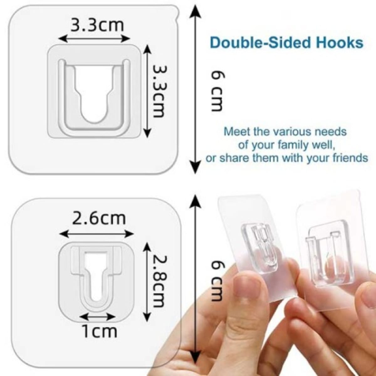 Double-sided Adhesive Wall Hooks - 6pieces