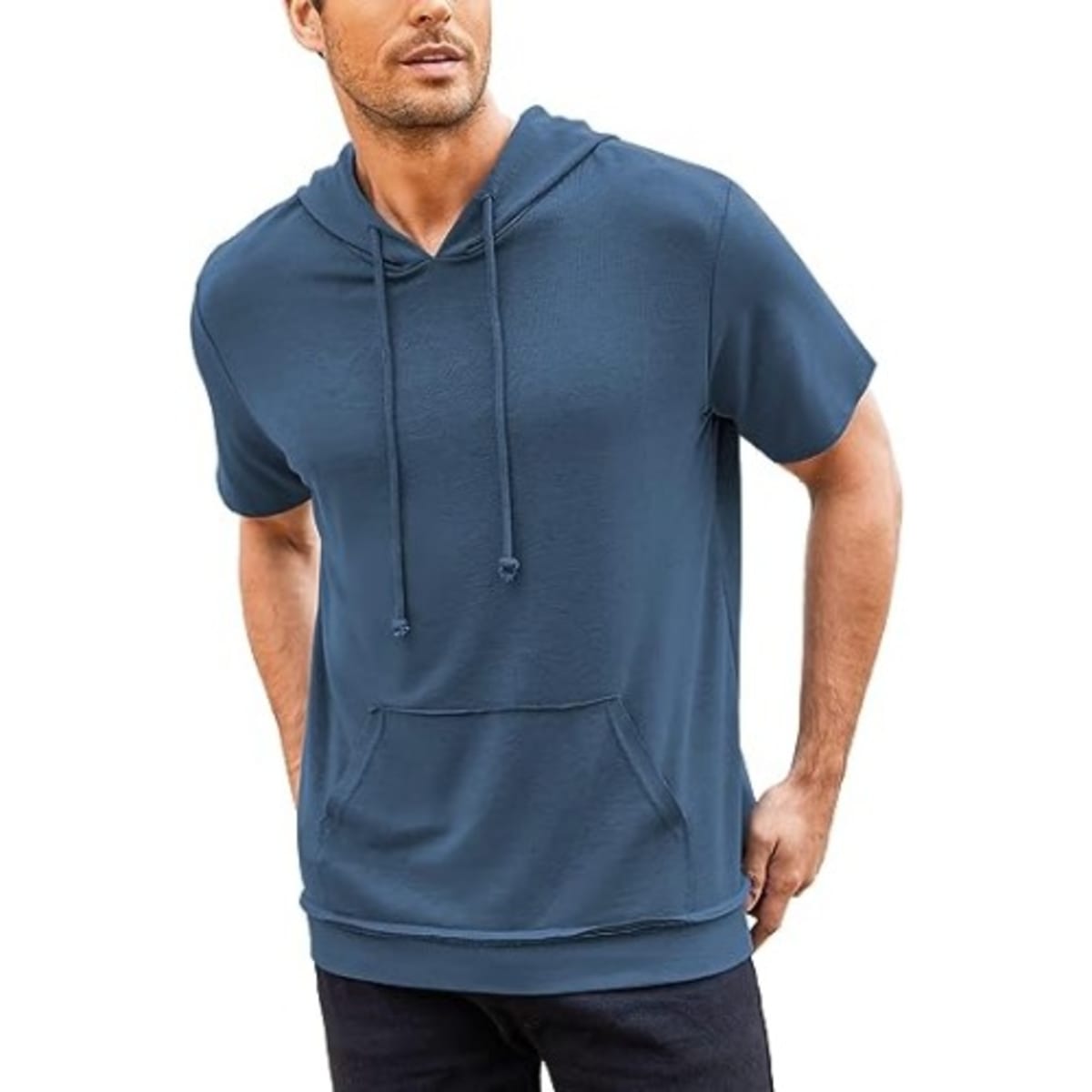 Men Short Sleeve Hoodie Blue Konga Online Shopping