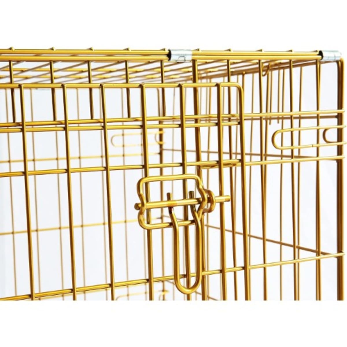 Dog Cage With Removable Floor Grid And Pull Out Tray Gold
